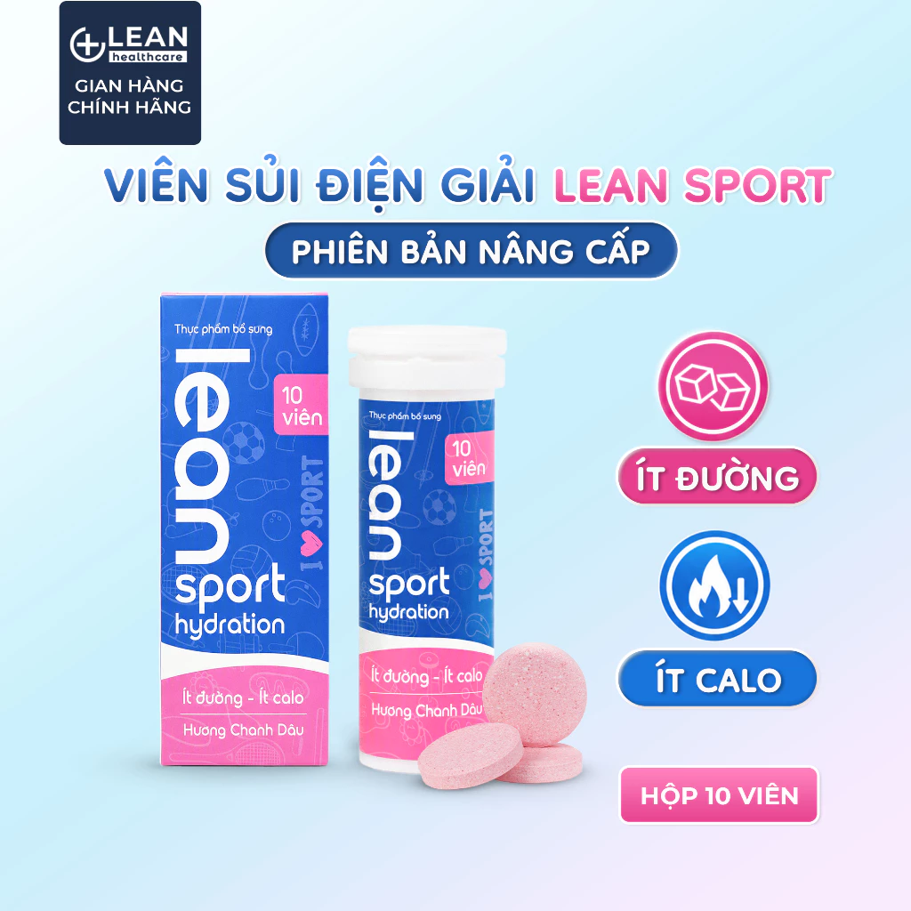 Lean Sport Hydration – viên sủi điện giải chanh dâu nhiệt đới tuýp 10 viên